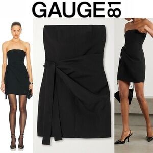GAUGE81 Natal Knot-Detail Black Strapless Sheath Mini Dress Cocktail FR 36 590$